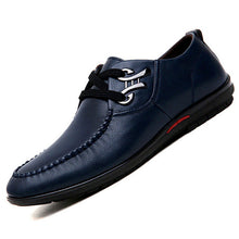 Load image into Gallery viewer, Tangnest Men Loafers 2017 New Lace-up Business Flats Cow Split Leather Male&#39;s Dress Shoes British Style Shoes Size 37~45 XMR1882