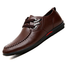 Load image into Gallery viewer, Tangnest Men Loafers 2017 New Lace-up Business Flats Cow Split Leather Male&#39;s Dress Shoes British Style Shoes Size 37~45 XMR1882