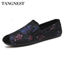 Load image into Gallery viewer, Tangnest New Fashion Flower Printed Flats Shoes For Male Casual Mesh Slip-on Loafers Suede Leather Toe Low Toe Shoes Man XMR3080