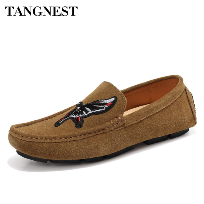 Tangnest Spring Summer Men Loafers British Style Genuine Leatehr Casual Shoes Slip On Breathable Flats Driving Shoes XMR2842