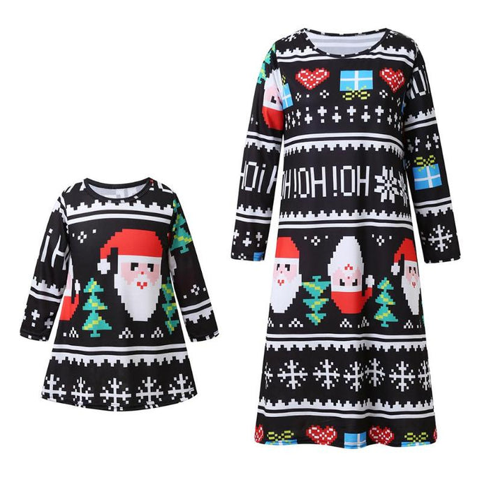 Cute Snowflake Christmas Family Matching Clothes Mother Daughter Girl Dress
