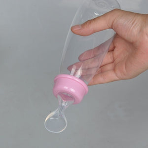 Useful Safety Silicone Baby Bottle With Spoon Food Supplement  Rice Paste Feeding Bottles  Convenient and practical 240ML