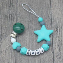 Load image into Gallery viewer, XCQGH Personalized Name Handmade Pacifier Clips Holder Chain Silicone Pacifier Chains Five Star Baby Teether Teething Chain