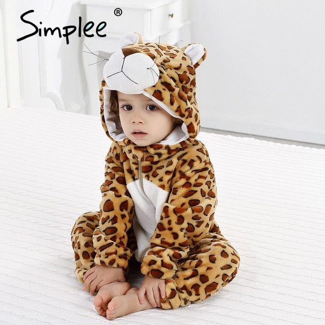 Baby Sleepwear Boys Girls Cosplay Cartoon Stitch Cat Rabbit Panda Winter Hooded Children Clothes Infant Jumpsuits