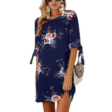 Load image into Gallery viewer, 2019 Women Summer Dress Boho Style Floral Print Chiffon Beach Dress Tunic Sundress Loose Mini Plus Size 5XL