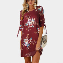 Load image into Gallery viewer, 2019 Women Summer Dress Boho Style Floral Print Chiffon Beach Dress Tunic Sundress Loose Mini Plus Size 5XL