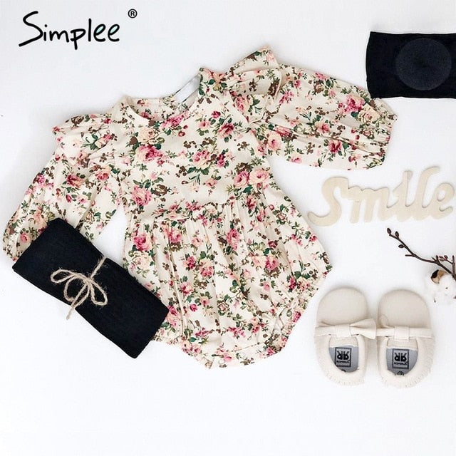 Baby girl long sleeve ruffled romper Fashion newborn baby clothes jumpsuit romper Bohemian floral print kids outfits clothes